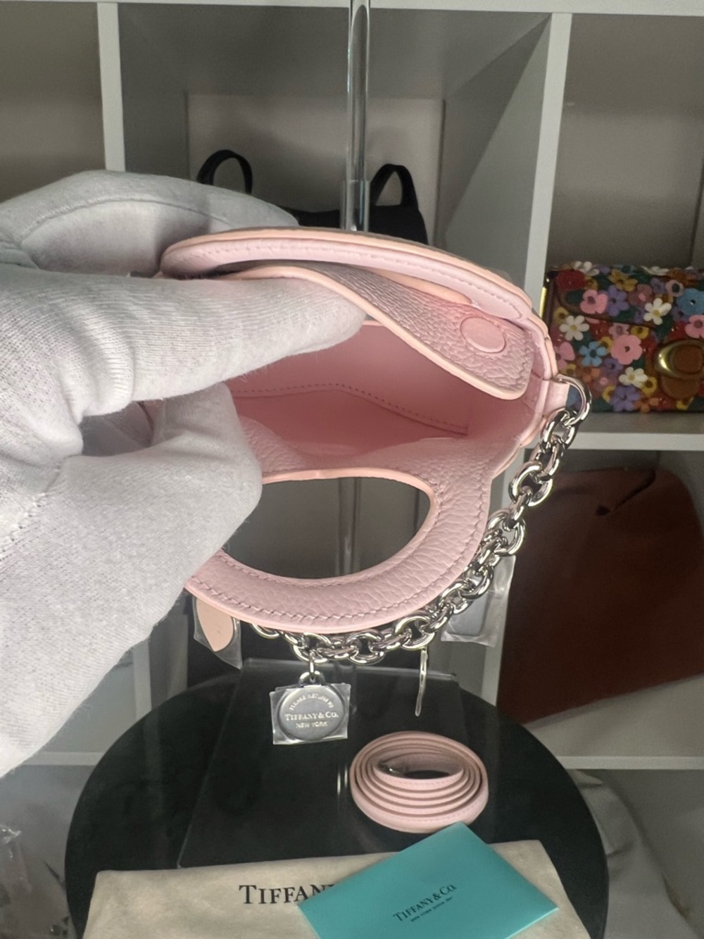 Tiffany & Co. Light Pink Mini Tote with Heart Charm Chain - Picture 9 of 11